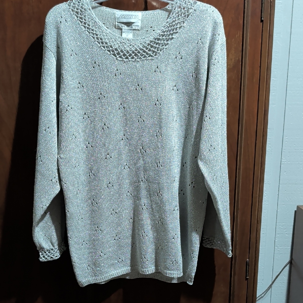 Elegant Silver Knit Sweater